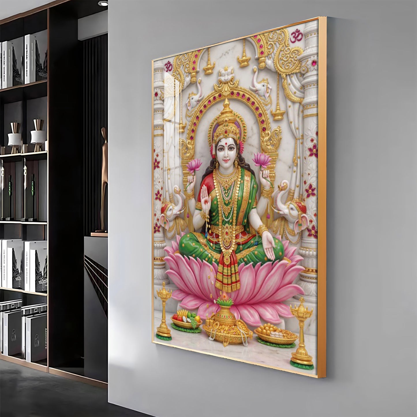 Peaceful Presence Of Maa Laxmi Premium Acrylic Vertical Wall Art