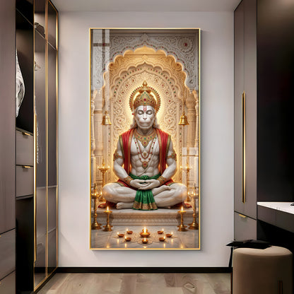Hanuman's Divine Sanctuary Premium Acrylic Vertical Wall Art