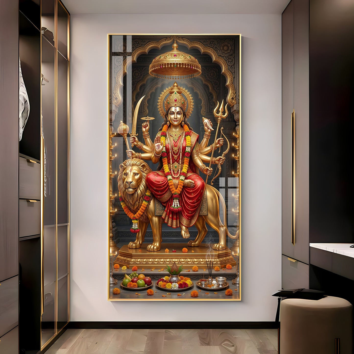 Maa Durga Blessing Premium Acrylic Vertical Wall Art