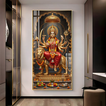 Maa Durga Blessing Premium Acrylic Vertical Wall Art