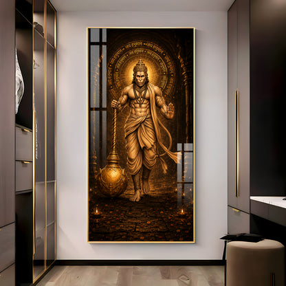 Spiritual God Hanuman Ji Premium Acrylic Vertical Wall Art