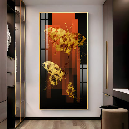 Golden Butterfly Premium Acrylic Vertical Wall Art