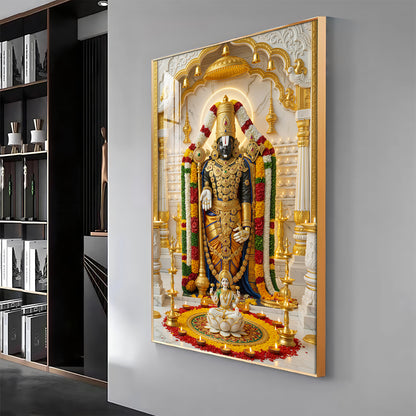 Depiction of Lord Venkateswara Premium Acrylic Vertical Wall Art
