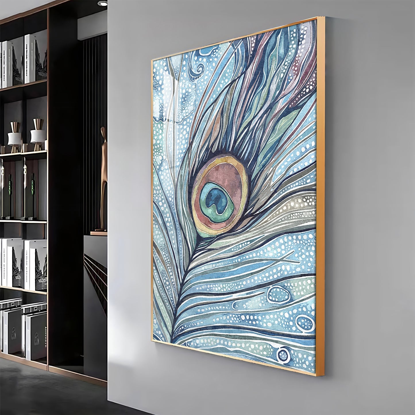 Abstract Peacock Feather Premium Acrylic Vertical Wall Art