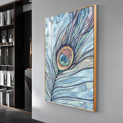 Abstract Peacock Feather Premium Acrylic Vertical Wall Art