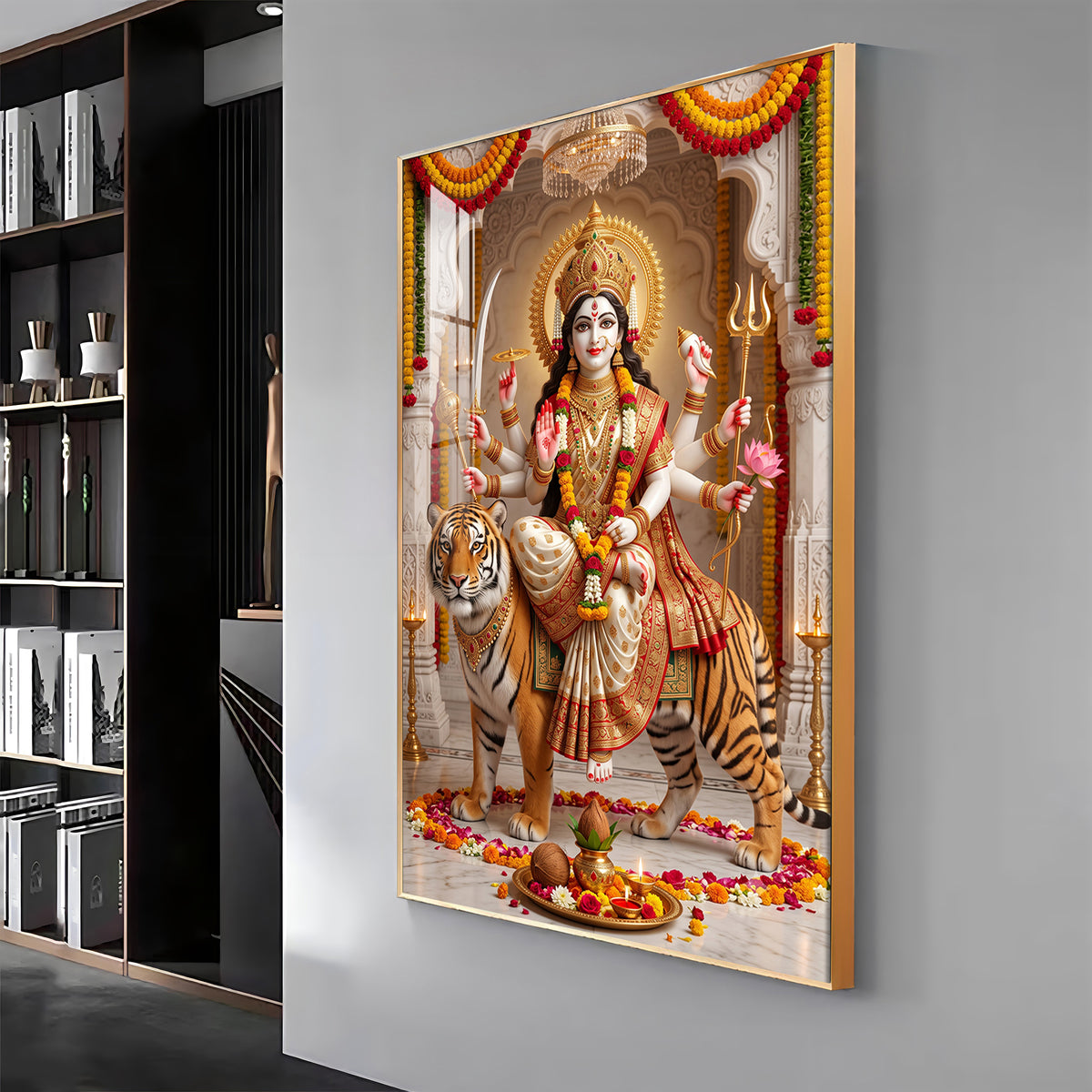 Divine Sherawali Maiya Premium Acrylic Vertical Wall Art
