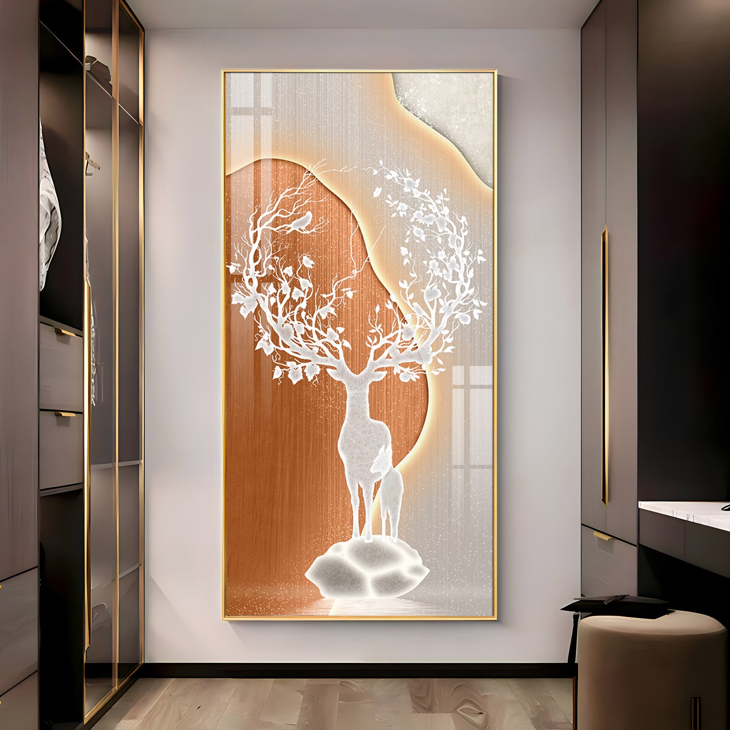 Modern White Deer Premium Acrylic Vertical Wall Art