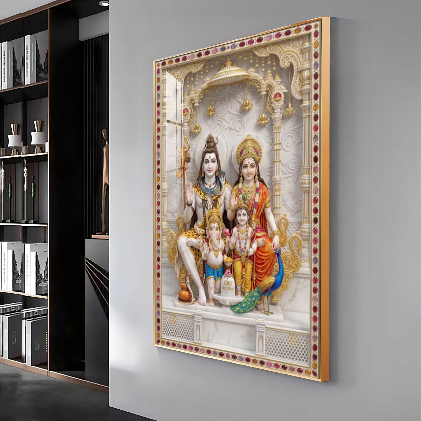 Divine Wisdom Shiv Parivar Premium Acrylic Vertical Wall Art
