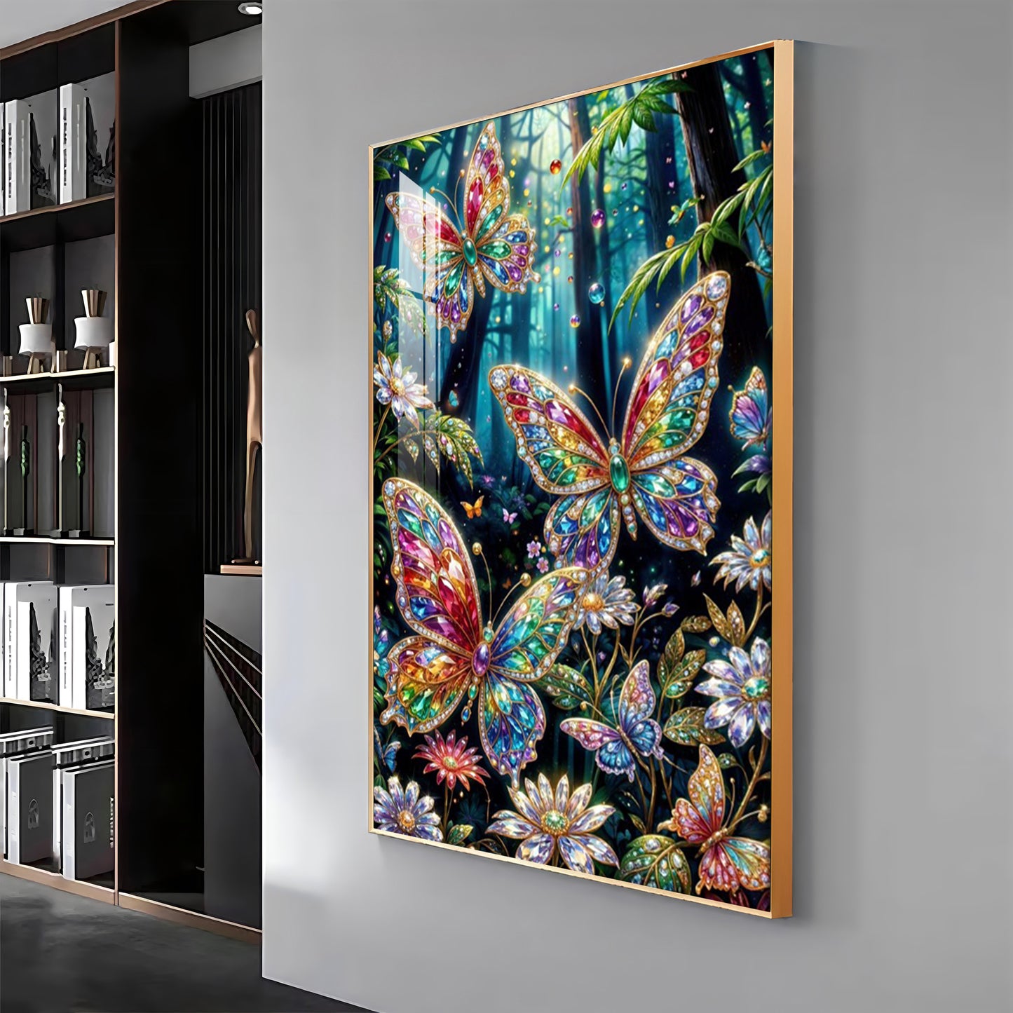 Multicolored Butterflies Premium Acrylic Vertical Wall Art