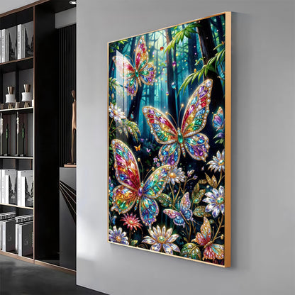 Multicolored Butterflies Premium Acrylic Vertical Wall Art