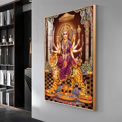Maa Sherawali Premium Acrylic Vertical Wall Art