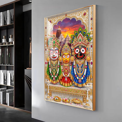 Lord Jagannath, Devi Subhadra & Lord Balabhadra Premium Acrylic Vertical Wall Art
