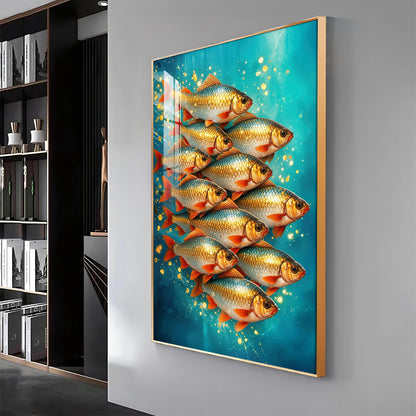 Shimmering Goldfish Premium Acrylic Vertical Wall Art