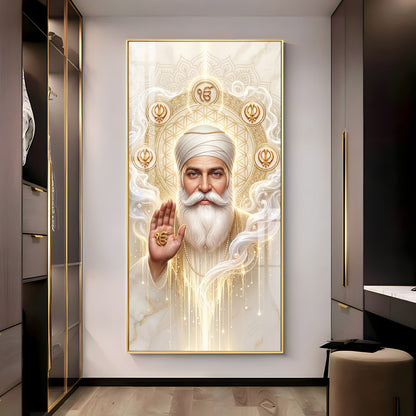 Guru Nanak Ji With Ik Onkar Premium Acrylic Vertical Wall Art