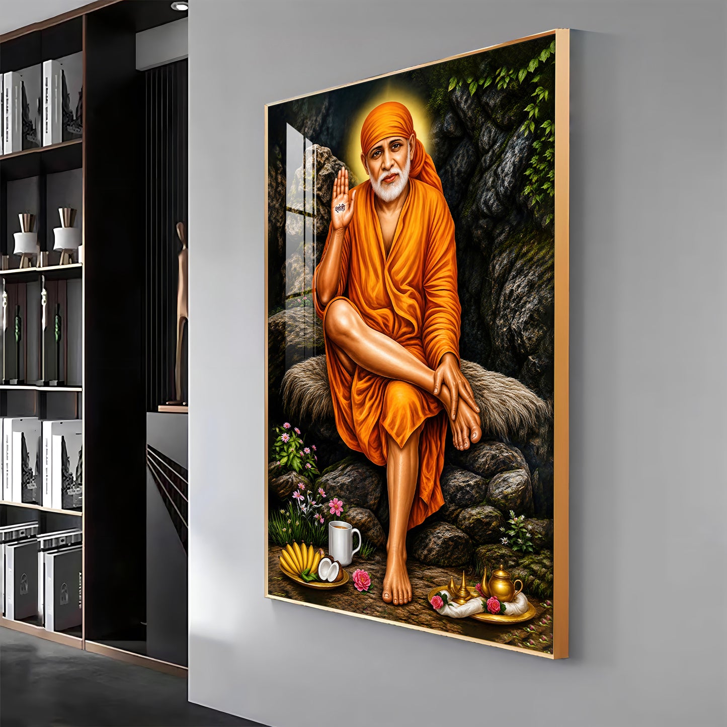 Sri Sai in Tranquil Premium Vertical Acrylic Wall Art
