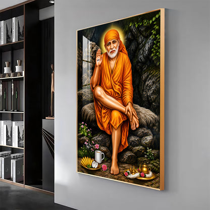 Sri Sai in Tranquil Premium Vertical Acrylic Wall Art