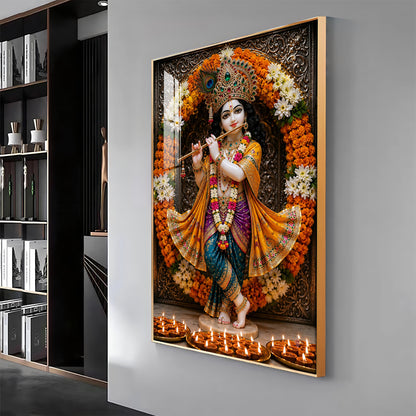 Beautiful Shree Krishna Premium Acrylic Vertical Wall Art