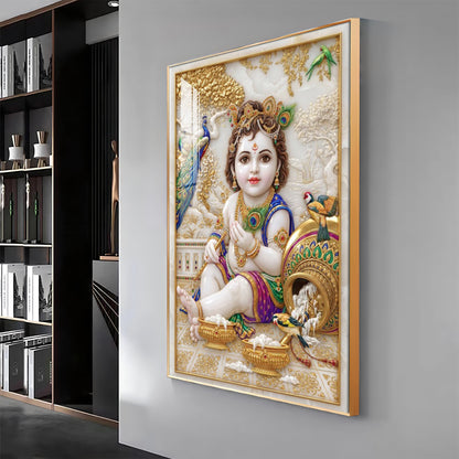 Divine Little Kanha Ji Premium Acrylic Vertical Wall Art