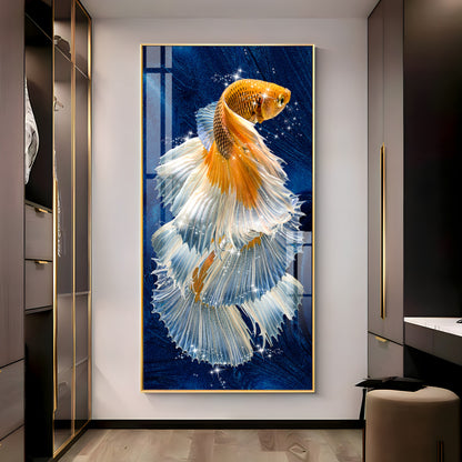 Golden Fish Premium Acrylic Vertical Wall Art