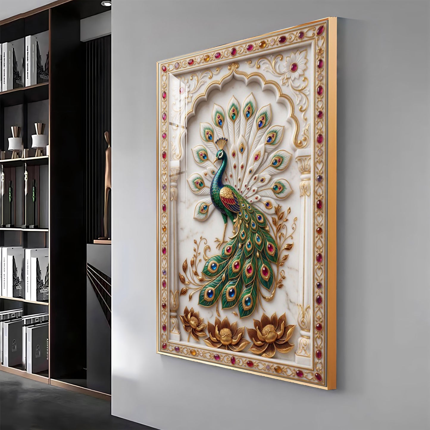 Beautiful Peacock Premium Acrylic Vertical Wall Art