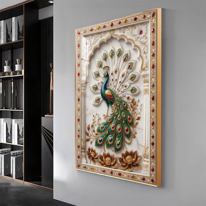 Beautiful Peacock Premium Acrylic Vertical Wall Art