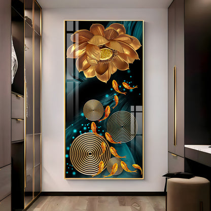 Golden Serenity Blossom Premium Acrylic Vertical Wall Art