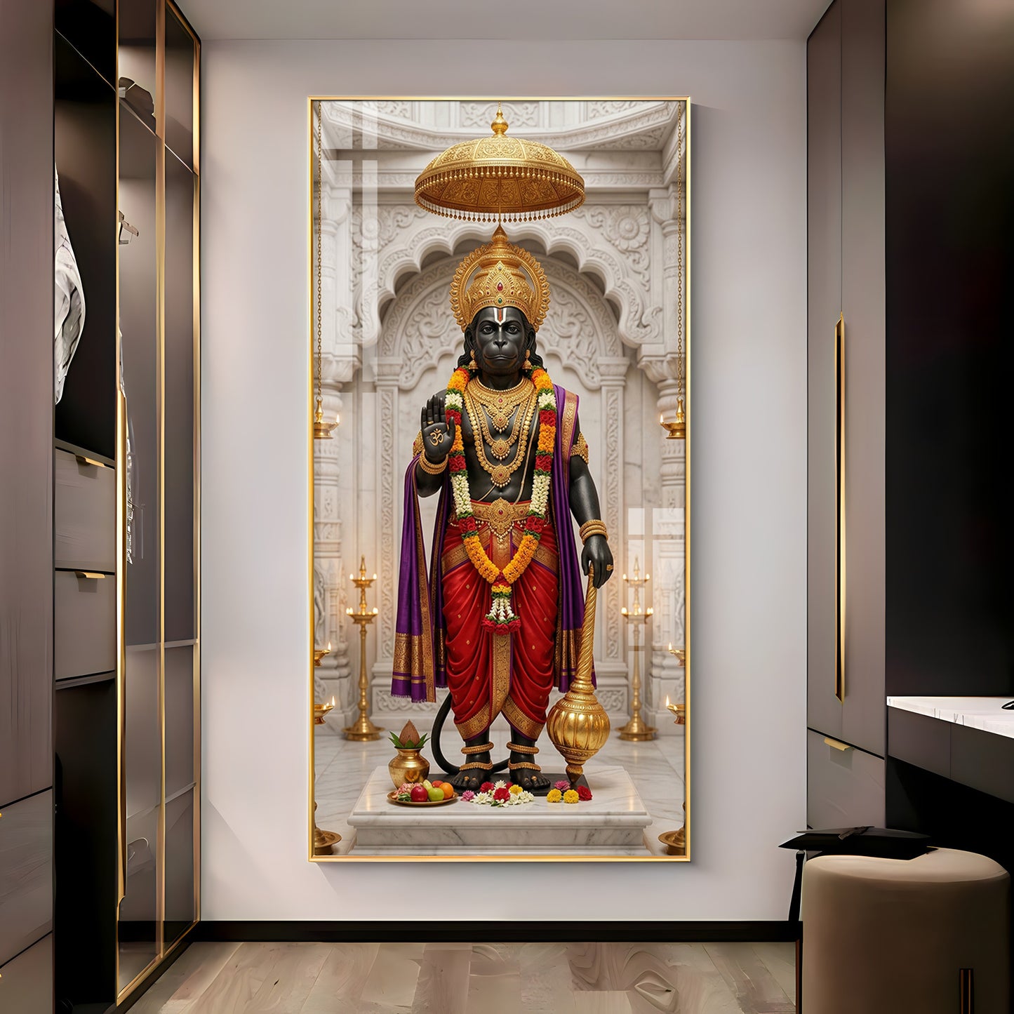 Divine Guardian Hanuman Premium Acrylic Vertical Wall Art