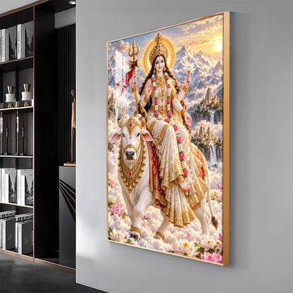 Divine Maa Shailputri Premium Acrylic Vertical Wall Art