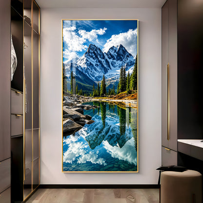 Serene Mountain Lake Premium Acrylic Vertical Wall Art
