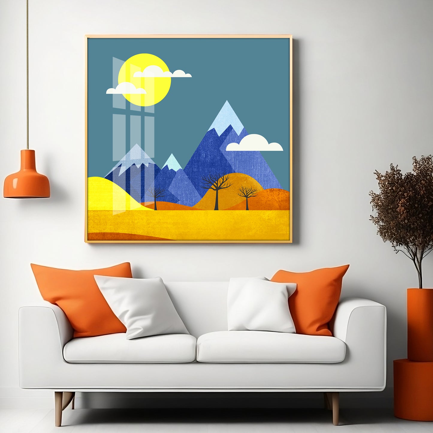 Colorful Flat Illustration Premium Acrylic Square Wall Art