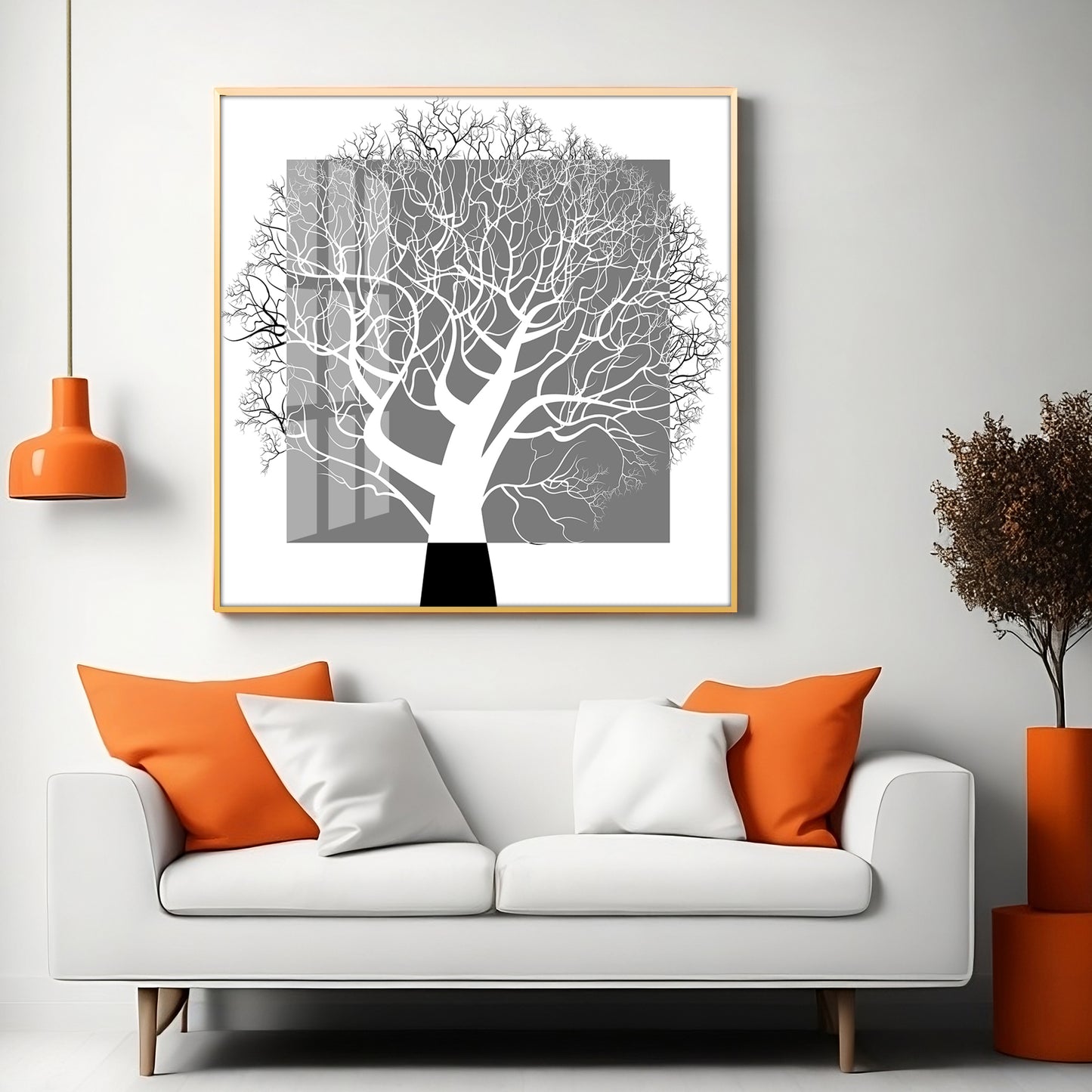 Black White Tree Premium Acrylic Square Wall Art