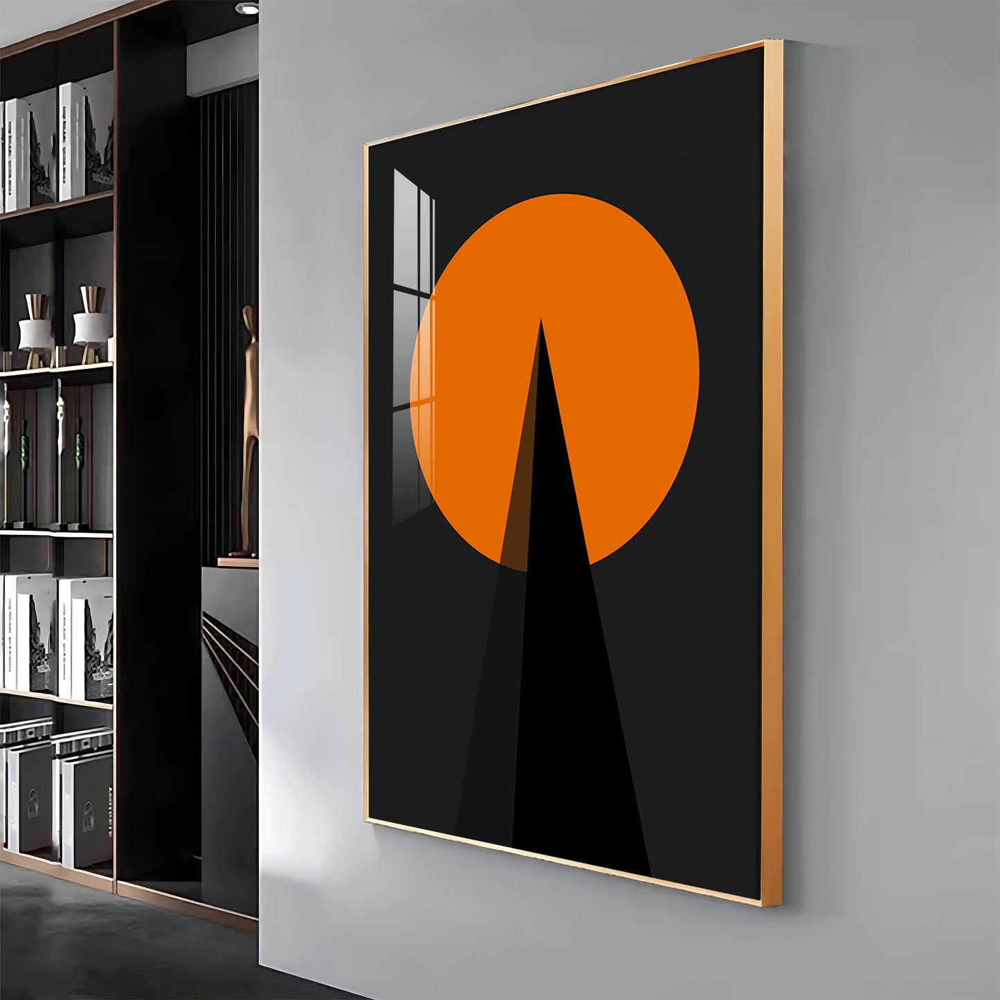 Black Orange Geometry Premium Acrylic Vertical Wall Art