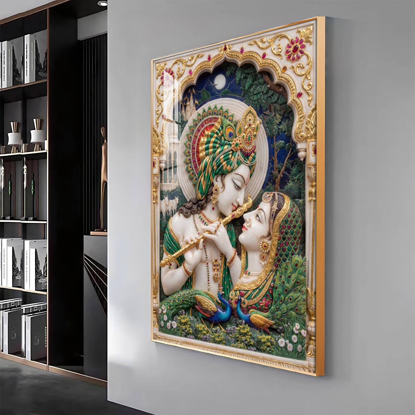 Cosmic Energy Of Radha Krishna Premium Acrylic Vertical Wall Art