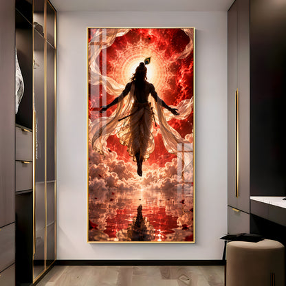 Divine Krishna Cosmic Aura Premium Acrylic Vertical Wall Art