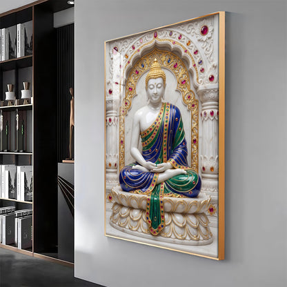 Enlightened Buddha in Royal Robes Premium Acrylic Vertical Wall Art
