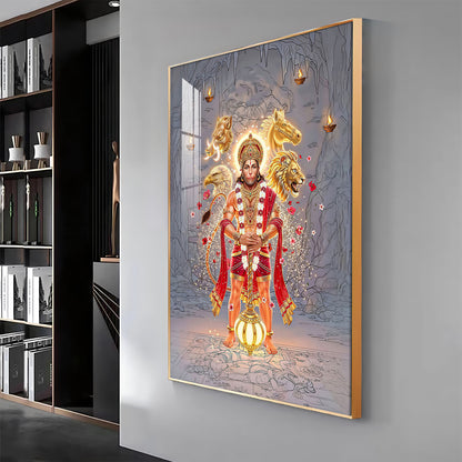 Hindu Deity Panchmukhi Hanuman Premium Acrylic Vertical Wall Art