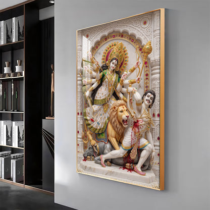 Hindu Maa Goddess Durga Premium Acrylic Vertical Wall Art