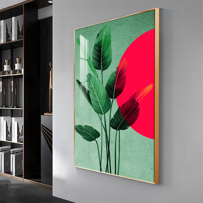 Green Leaf Premium Acrylic Vertical Wall Art