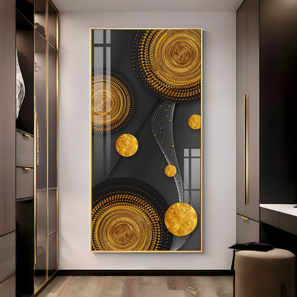 Gold Circle Shape Premium Acrylic Vertical Wall Art