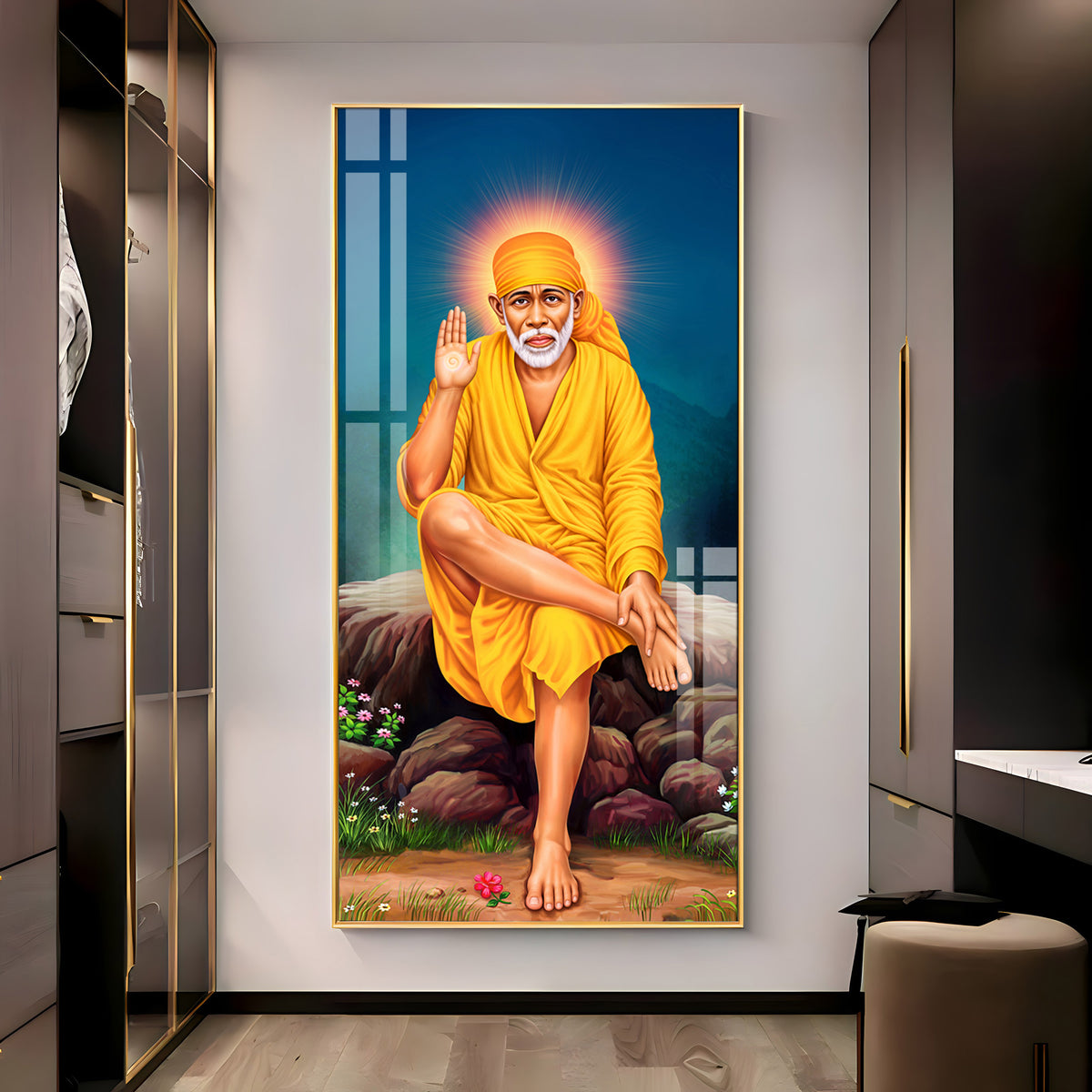 Shirdi Sai Baba Premium Acrylic Vertical Wall Art