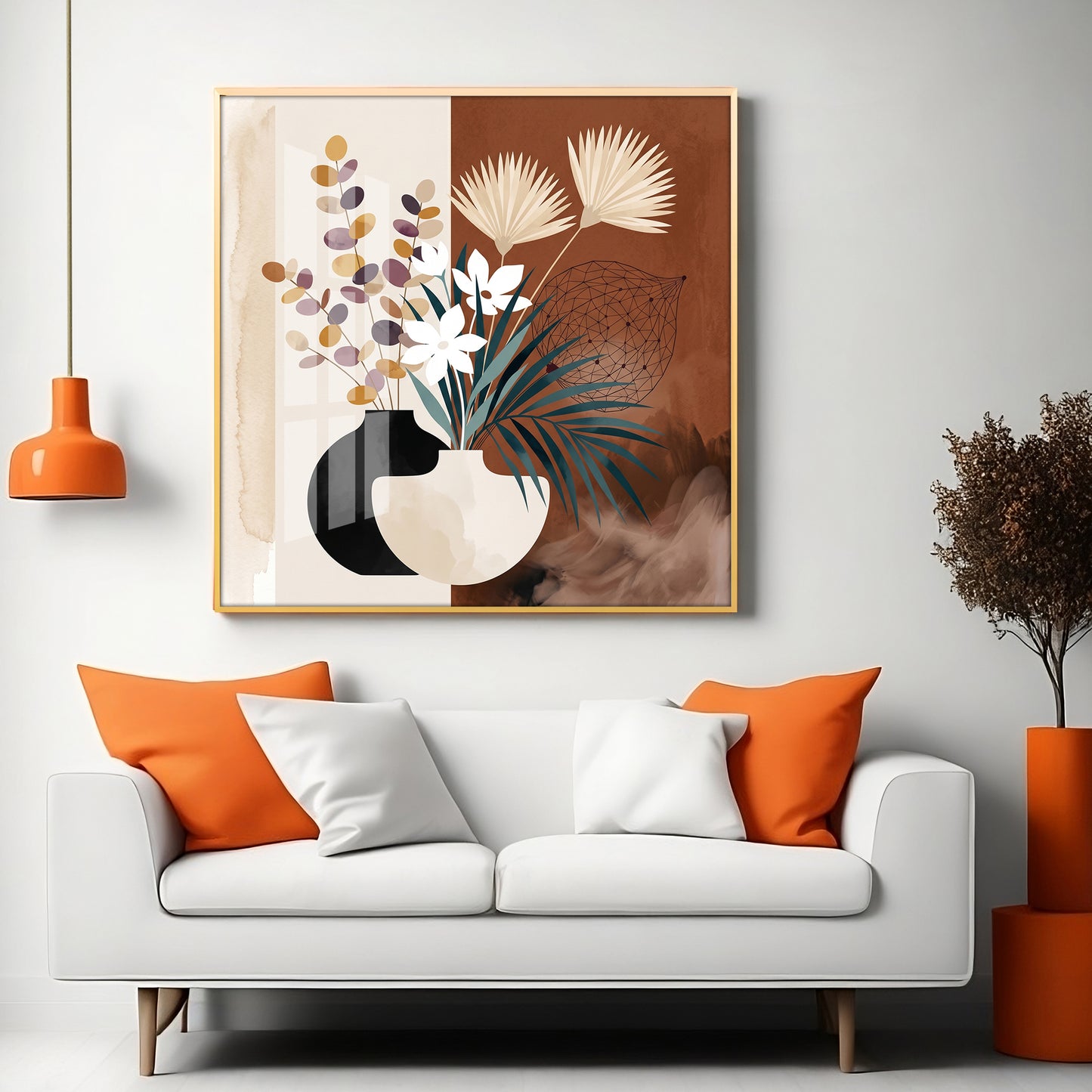 Two Overlapping Silhouettes Premium Acrylic Square Wall Art