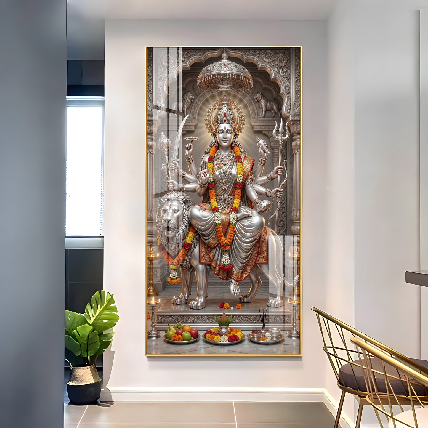 Divine Goddess Maa Durga Premium Acrylic Vertical Wall Art