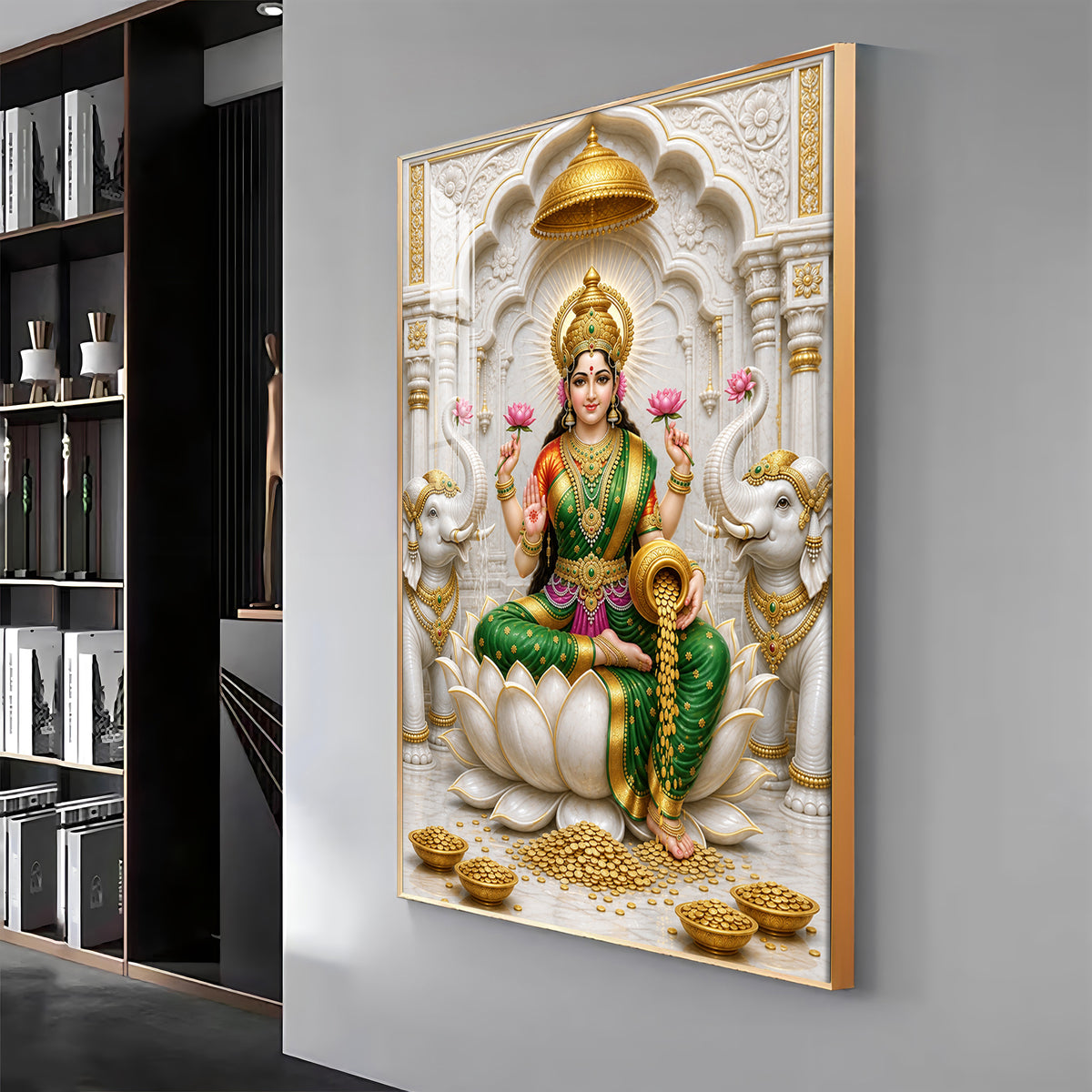 Gajalakshmi Premium Acrylic Vertical Wall Art