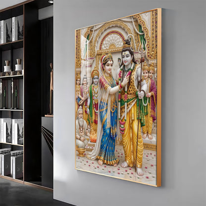 Lord Shiva Devi Parvati Marriage Ceremony Premium Acrylic Vertical Wall Art