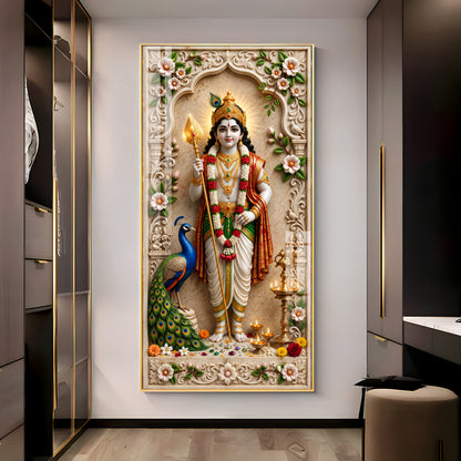 Hindu Deity Of War Lord Murugan Premium Acrylic Vertical Wall Art