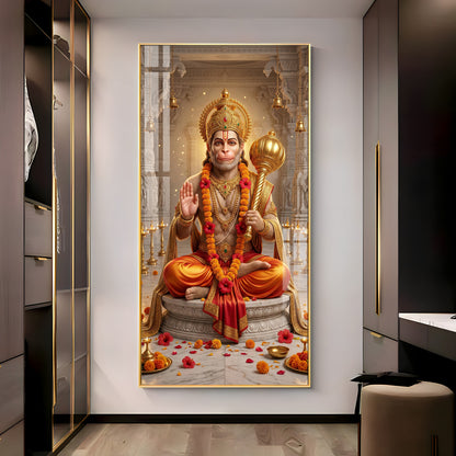 Divine Blessings Of Hanuman Ji Premium Acrylic Vertical Wall Art