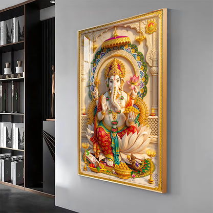 Radiant Ganesh Idol Premium Acrylic Vertical Wall Art