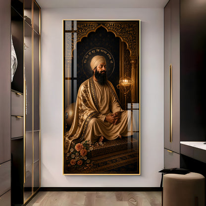Guru Tegh Bahadur Ji Meditating Premium Acrylic Vertical Wall Art