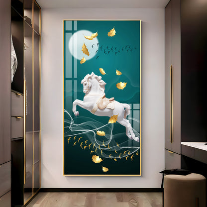 White Horse Premium Acrylic Vertical Wall Art