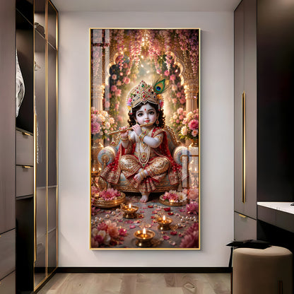 Divine Bhagwan Krishna Premium Acrylic Vertical Wall Art